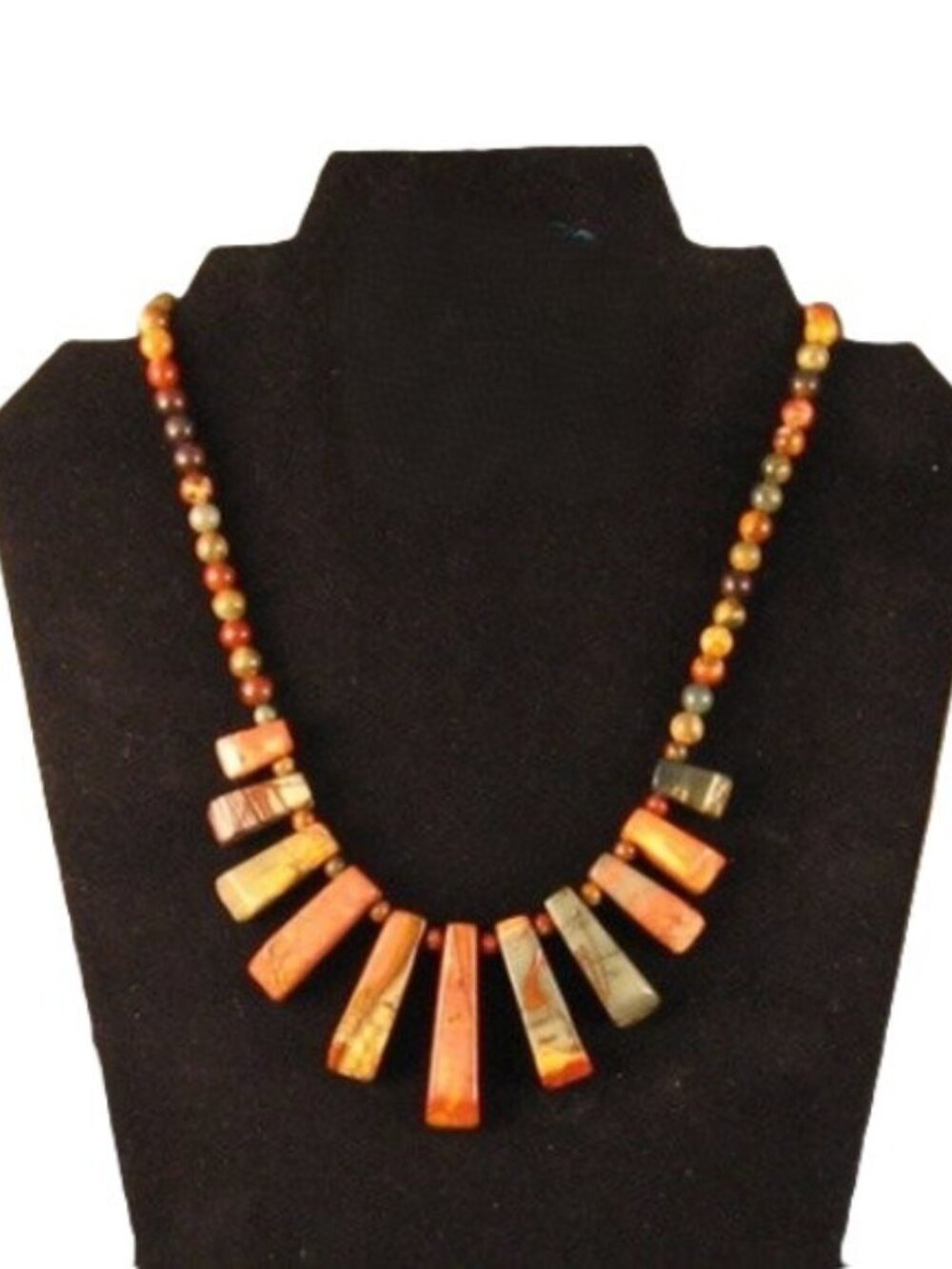 Bib necklace 11 piece jasper real stone bib necklace - New Artist Made